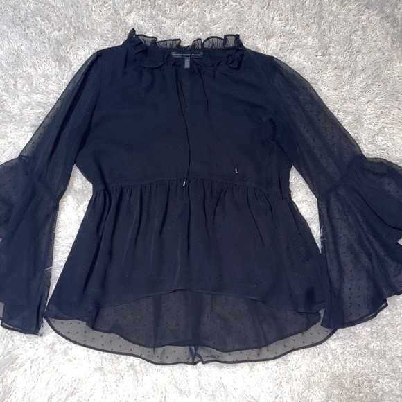 White House Black Market Black Sheer Blouse - Picture 4 of 6